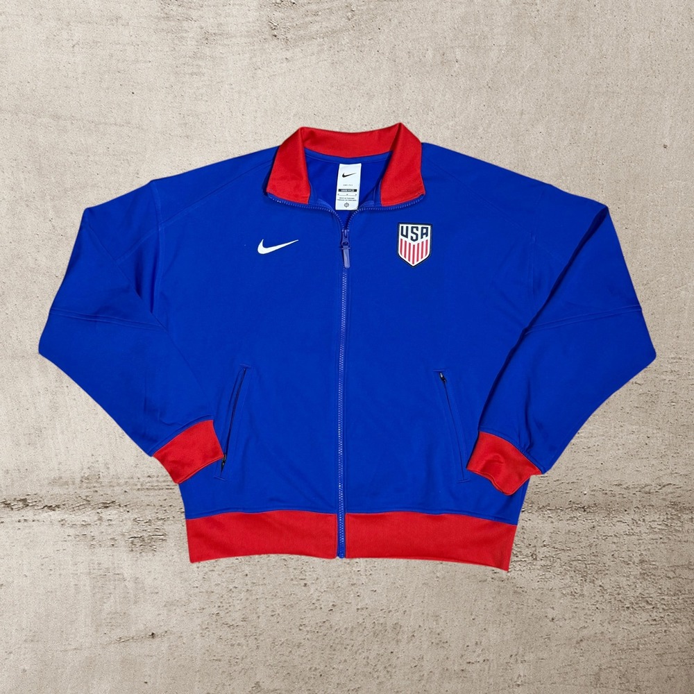 Nike USA Soccer‎ Track Jacket Men's Medium Blue Dri-Fit Full Zip Loose Fit USMNT